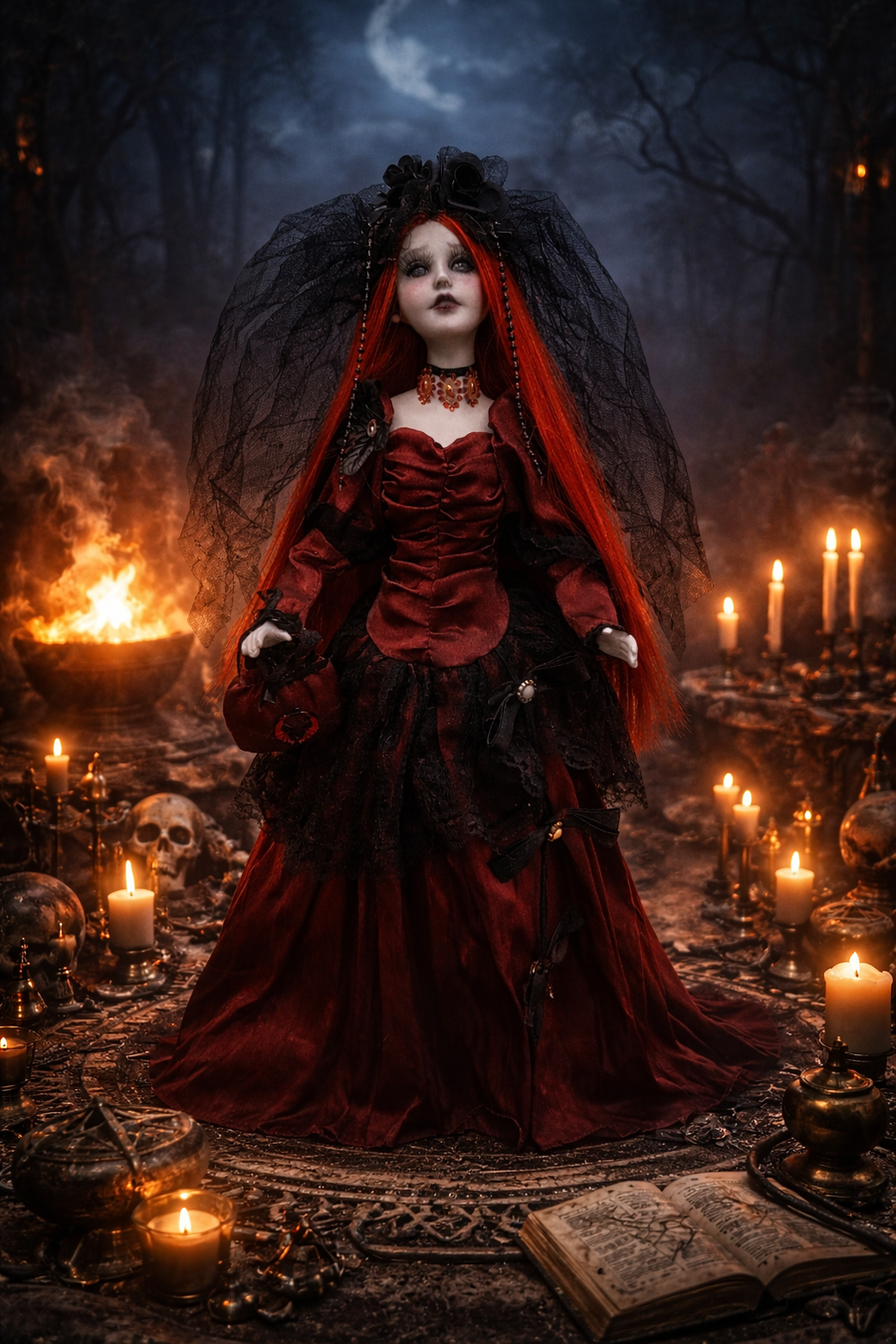 Asmonea Fiamma bambola in porcellana Gotica