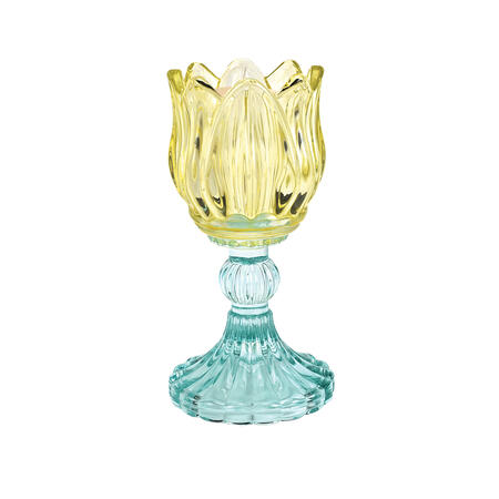 Wald - Candeliere in vetro giallo con sfera di cera vaniglia