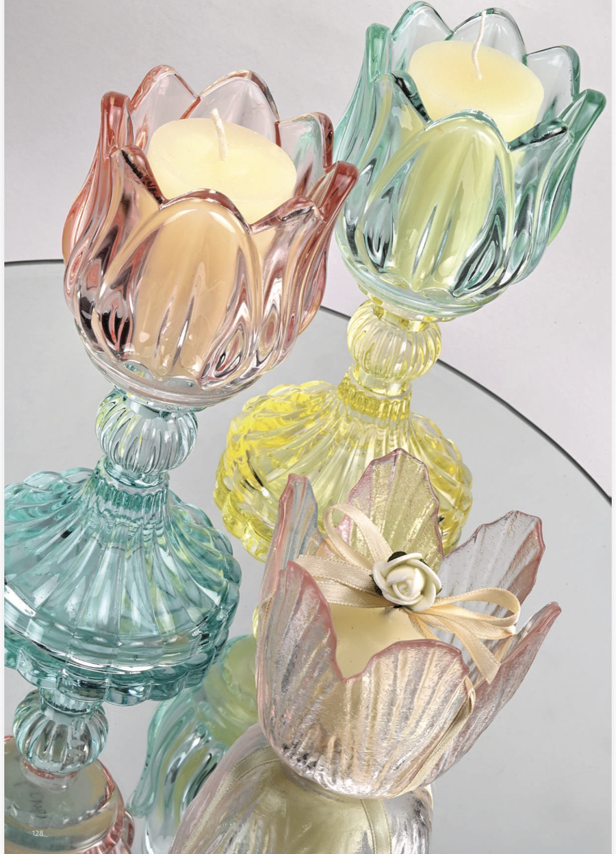 Wald - Candeliere in vetro verde con sfera di cera vaniglia