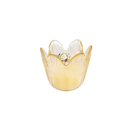 Wald - Vasetto vetro giallo con candela sfera vaniglia