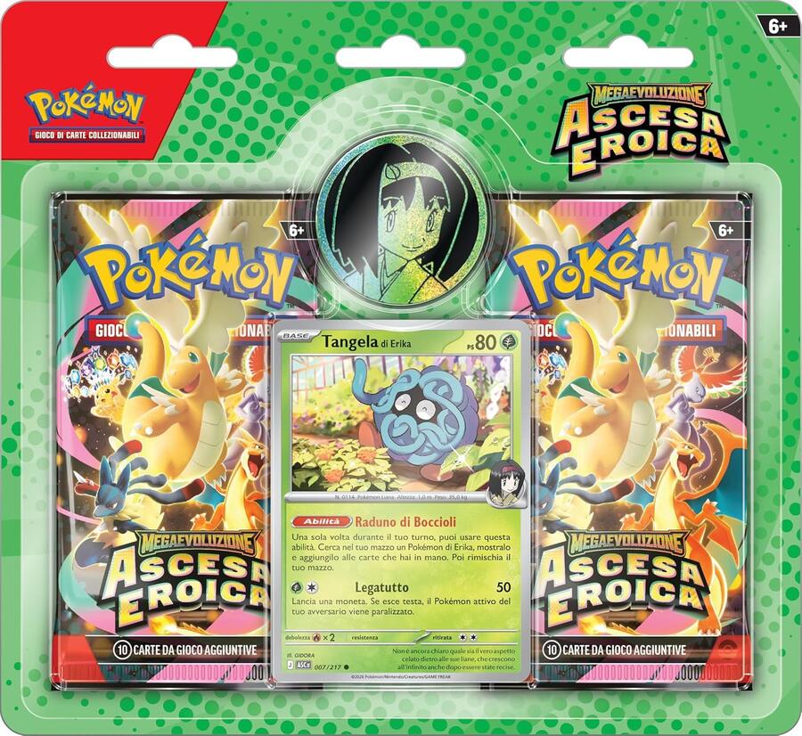 Pokémon: collezione Erika dell’espansione Megaevoluzione - Ascesa Eroica del GCC Pokémon (una carta promozionale olografica, una moneta e due buste di espansione) - +6ANNI