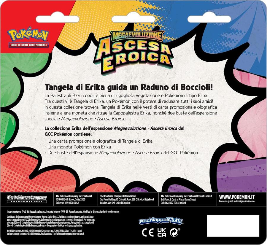 Pokémon: collezione Erika dell’espansione Megaevoluzione - Ascesa Eroica del GCC Pokémon (una carta promozionale olografica, una moneta e due buste di espansione) - +6ANNI