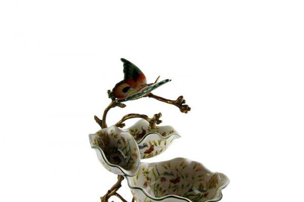 Royal Family Sheffield - Alzatina Floreale Tre Ciotole con Farfalla