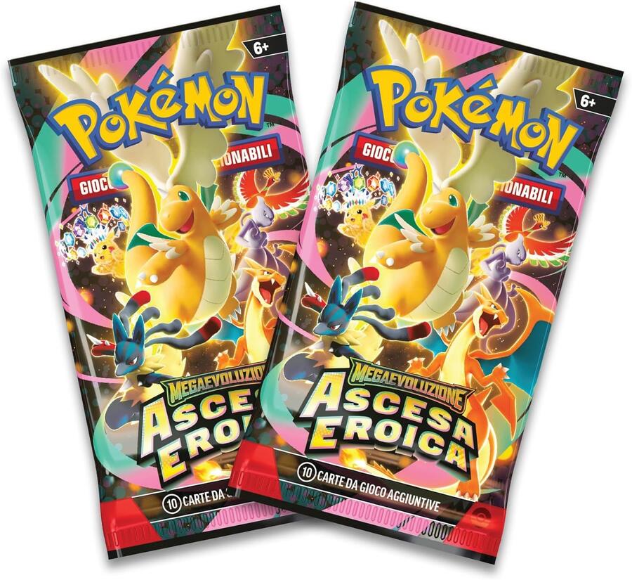 Pokémon: collezione Ubaldo dell’espansione Megaevoluzione - Ascesa Eroica del GCC Pokémon (una carta promozionale olografica, una moneta e due buste di espansione) - 6+ ANNI