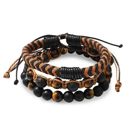SET DI 3 BRACCIALI DA UOMO CON PIETRE 3