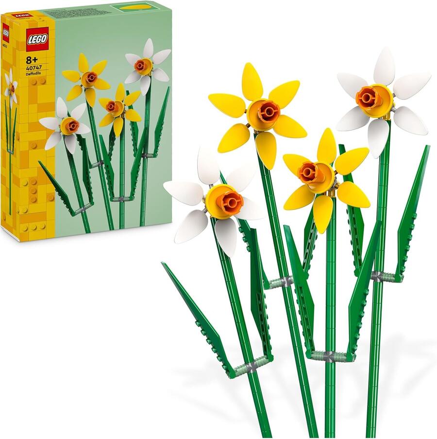 LEGO Botanicals Narcisi - Set di Fiori Finti per Bambine e Bambini 8+ Anni, Costruisci ed Esponi un Bouquet come Decorazione di Casa, Regalo per Donna, Uomo, Ragazza o Ragazzo - 40747