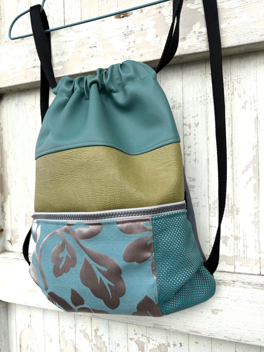 Zaino verde acqua e ocra