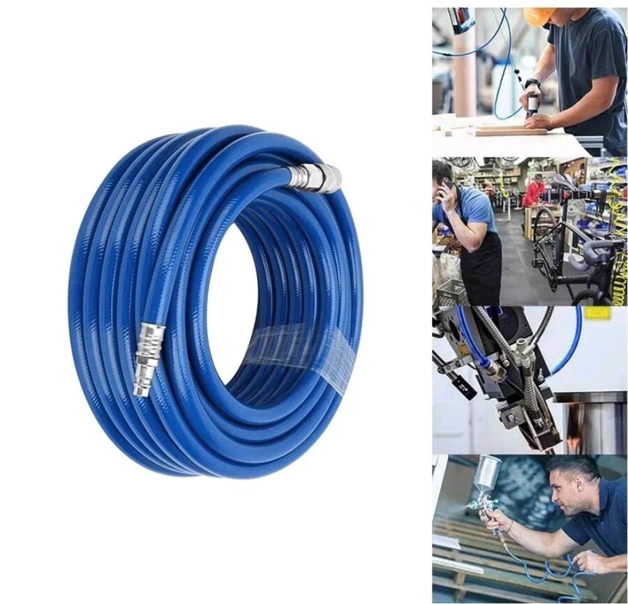 TUBO 20MT ARIA COMPRESSA IN PVC RINFORZATO 300 PSI 10x15 CON ATTACCO RAPIDO 1/4"