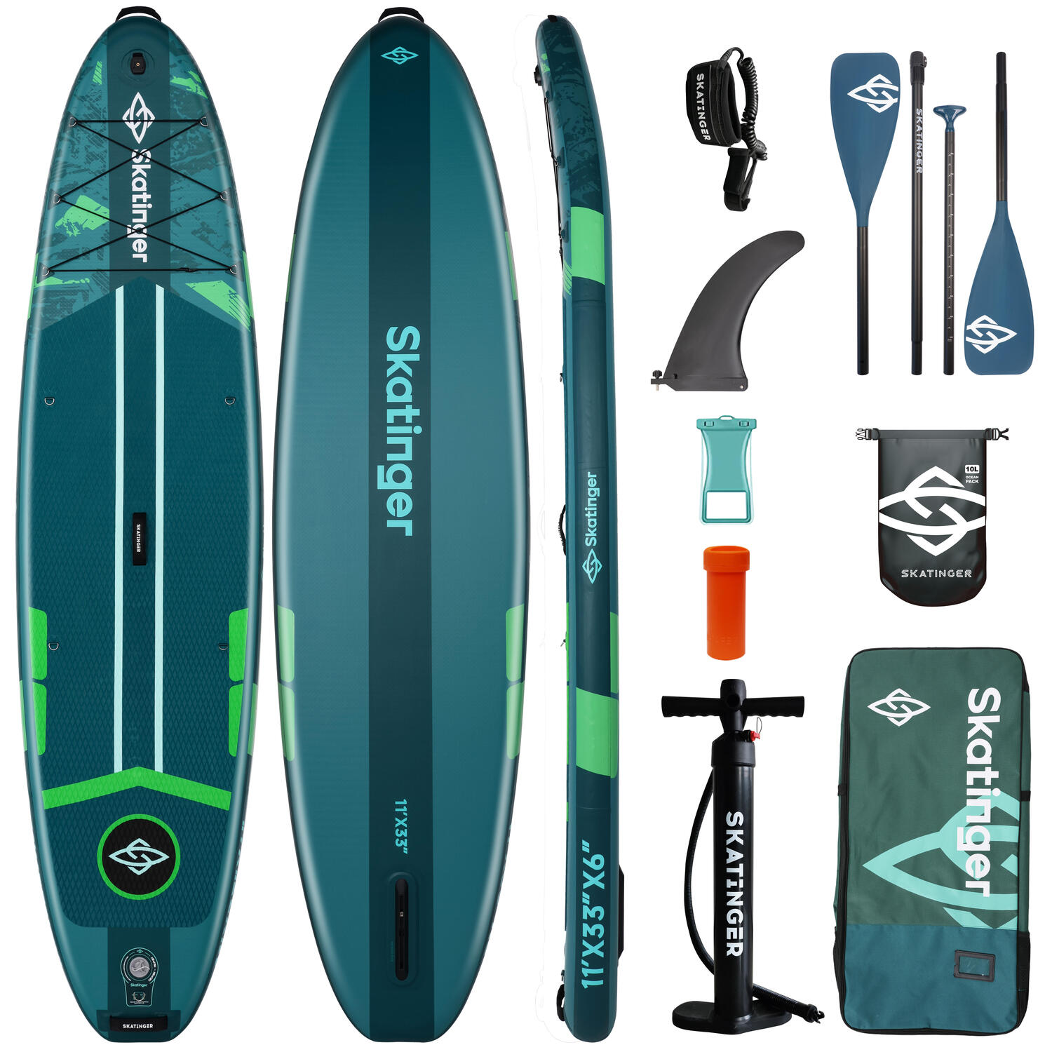 Sup Tavola Gonfiabile All Round - Skatinger Ice Age Green - 335x84x15 - completo accessori