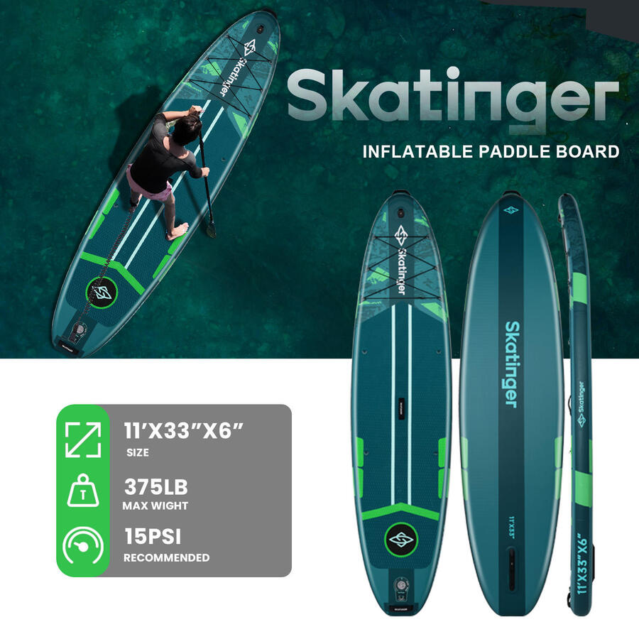 Sup Tavola Gonfiabile All Round - Skatinger Ice Age Green - 335x84x15 - completo accessori
