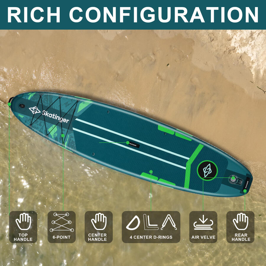 Sup Tavola Gonfiabile All Round - Skatinger Ice Age Green - 335x84x15 - completo accessori