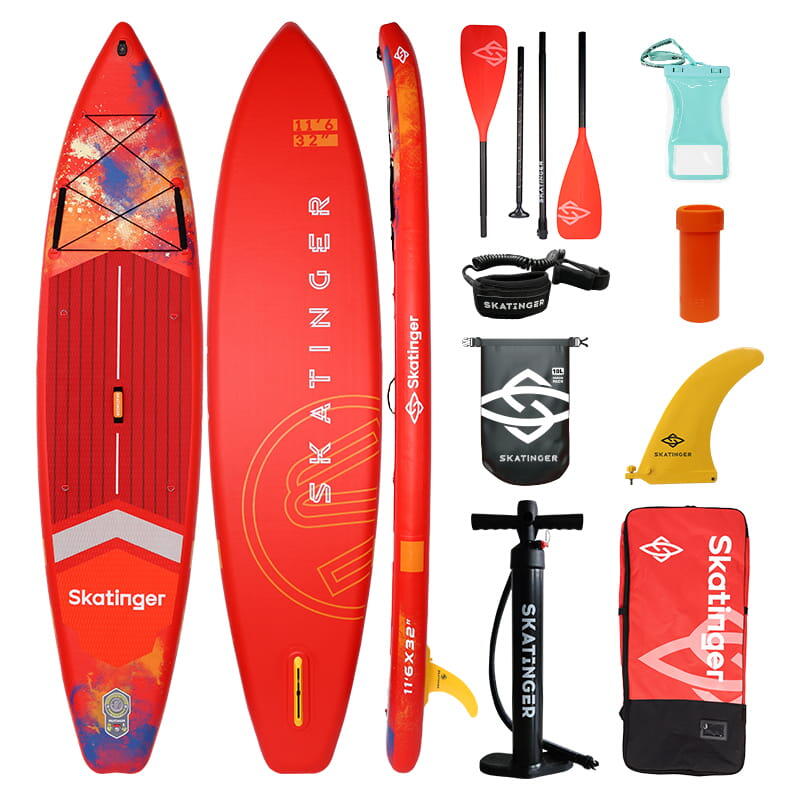 Tavola Gonfiabile Sup - Skatinger Interstellar Red - Arancione - 350x81x15 - Completo accessori