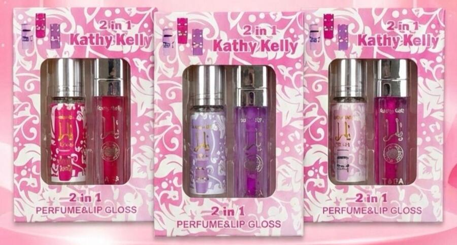 KATHY KELLY 2 IN 1 PROFUMO + LIPGLOSS (Dupe Yara) (Conf. da 12 kit)