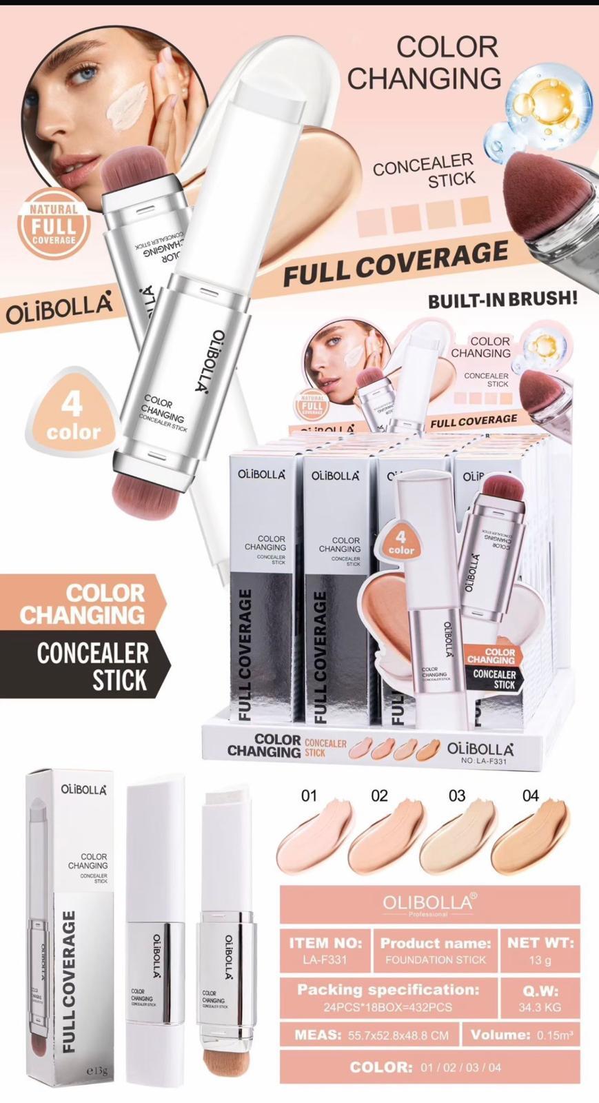 OLIBOLLA FOUNDATION STICK + PENNELLO (Conf. da 24 pezzi )