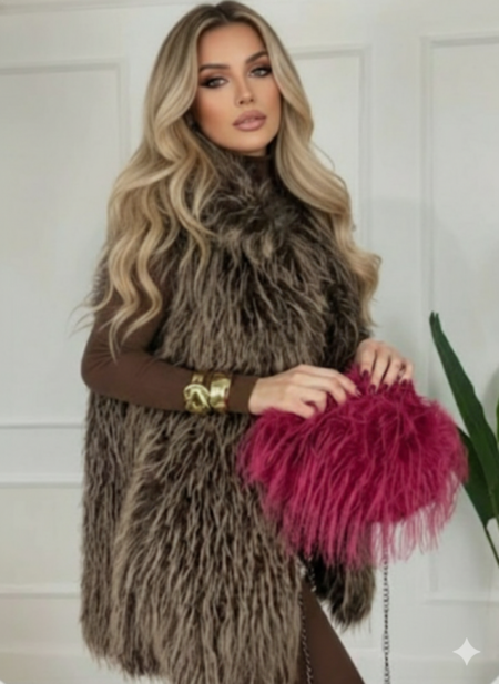 Pelliccia smanicato pelo lungo vari colori taglie S/M - L/XL