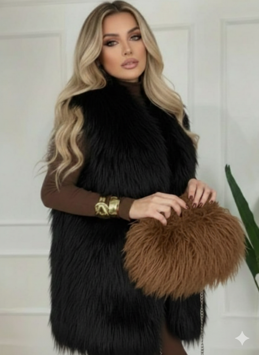 Pelliccia smanicato pelo lungo vari colori taglie S/M - L/XL