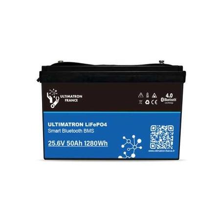 Batteria Ultimatron LiFePO4 Litio  25,6V 50Ah - Bluetooth