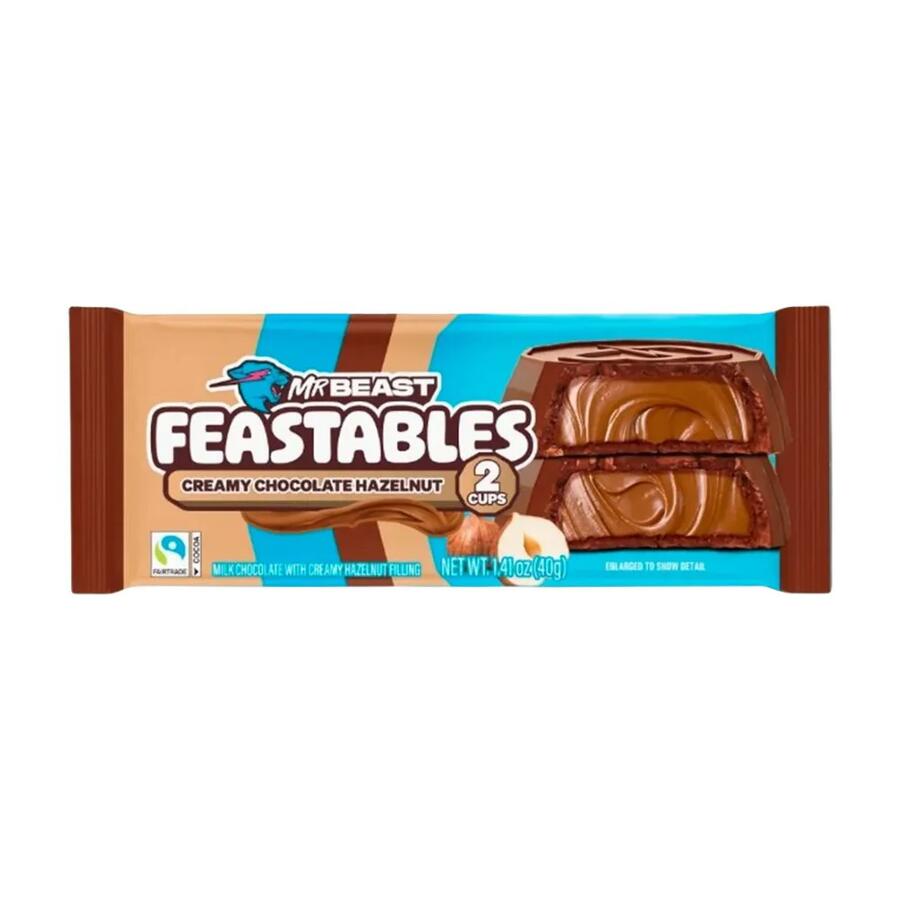 Mr beast feastables creamy chocolate hazelnut cups 2x20gr