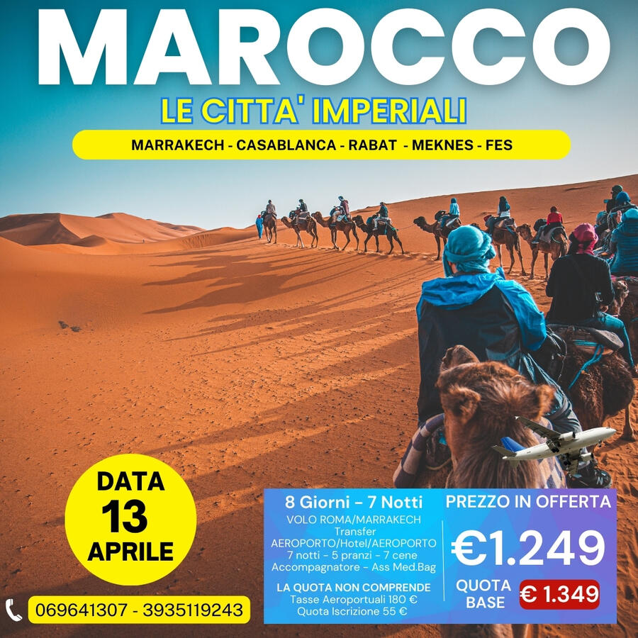 13 APRILE 2026 - TOUR DI 8 GIORNI IN MAROCCO 