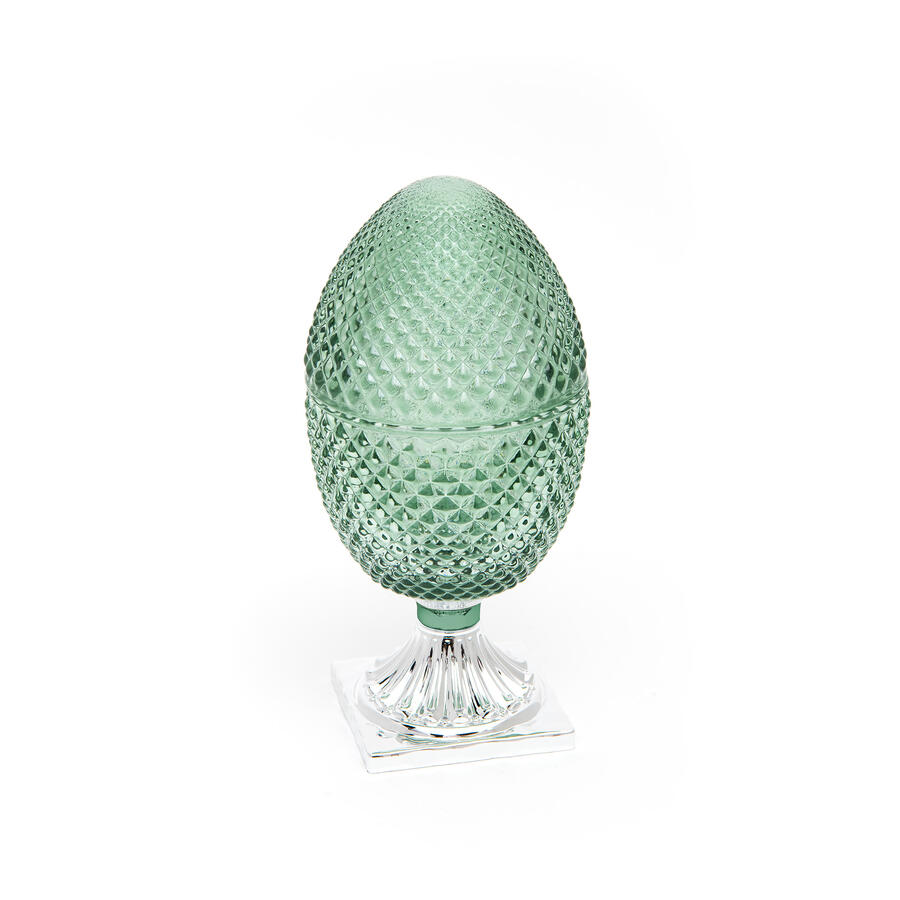 Sequenze - Scatola Pigna in vetro base argento colore verde 20 cm