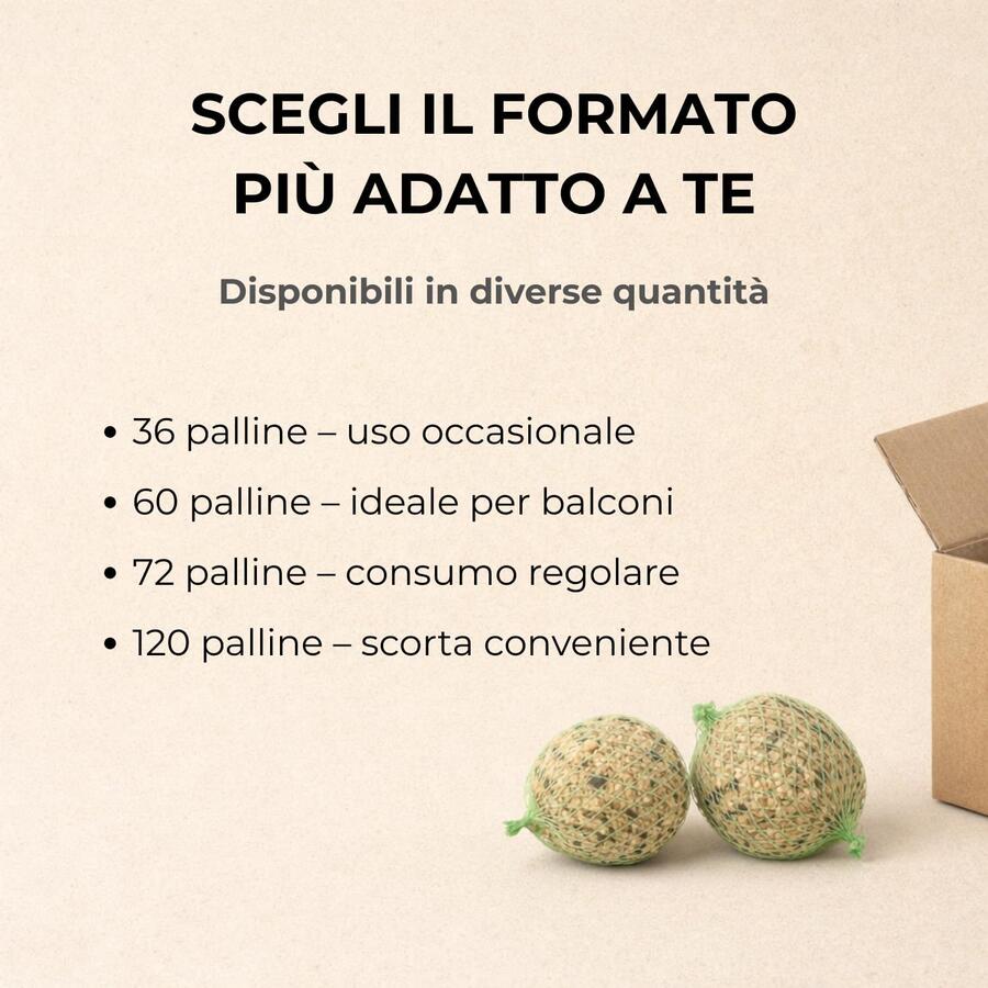 36 Palle Di Grasso Mangime 90Gr No Olio Di Palma Per Uccelli Selvatici Uccellini
