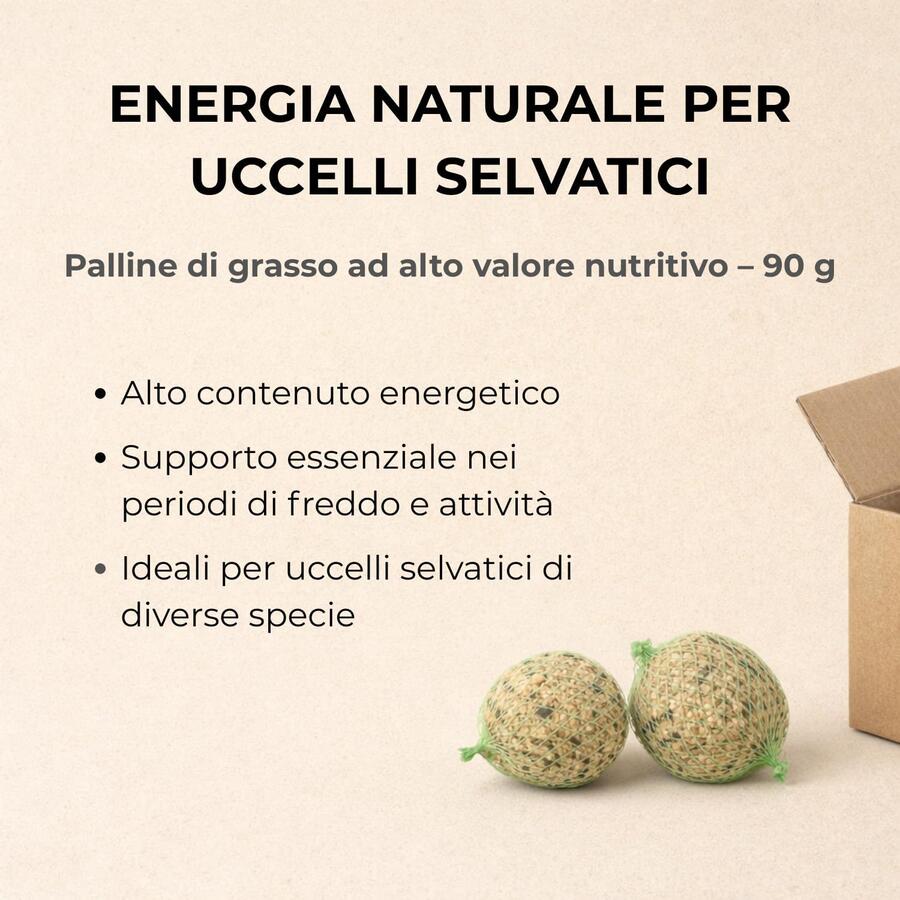 72 Palle Di Grasso Mangime 90Gr No Olio Di Palma Per Uccelli Selvatici Uccellini