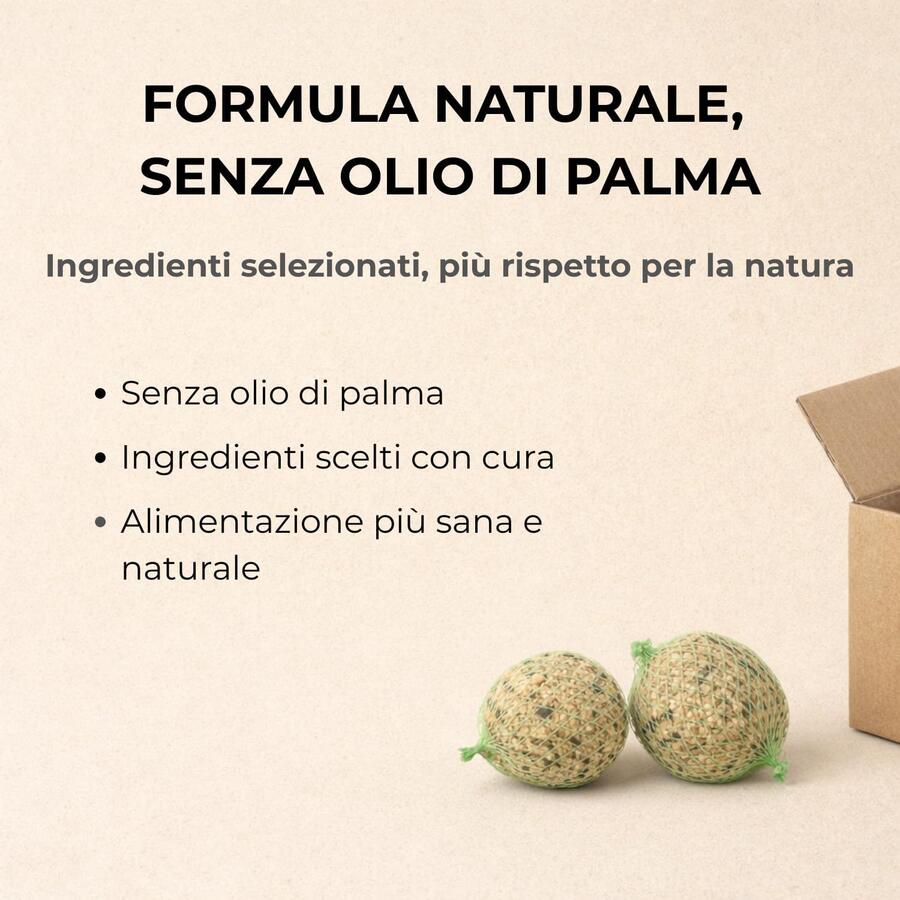 72 Palle Di Grasso Mangime 90Gr No Olio Di Palma Per Uccelli Selvatici Uccellini