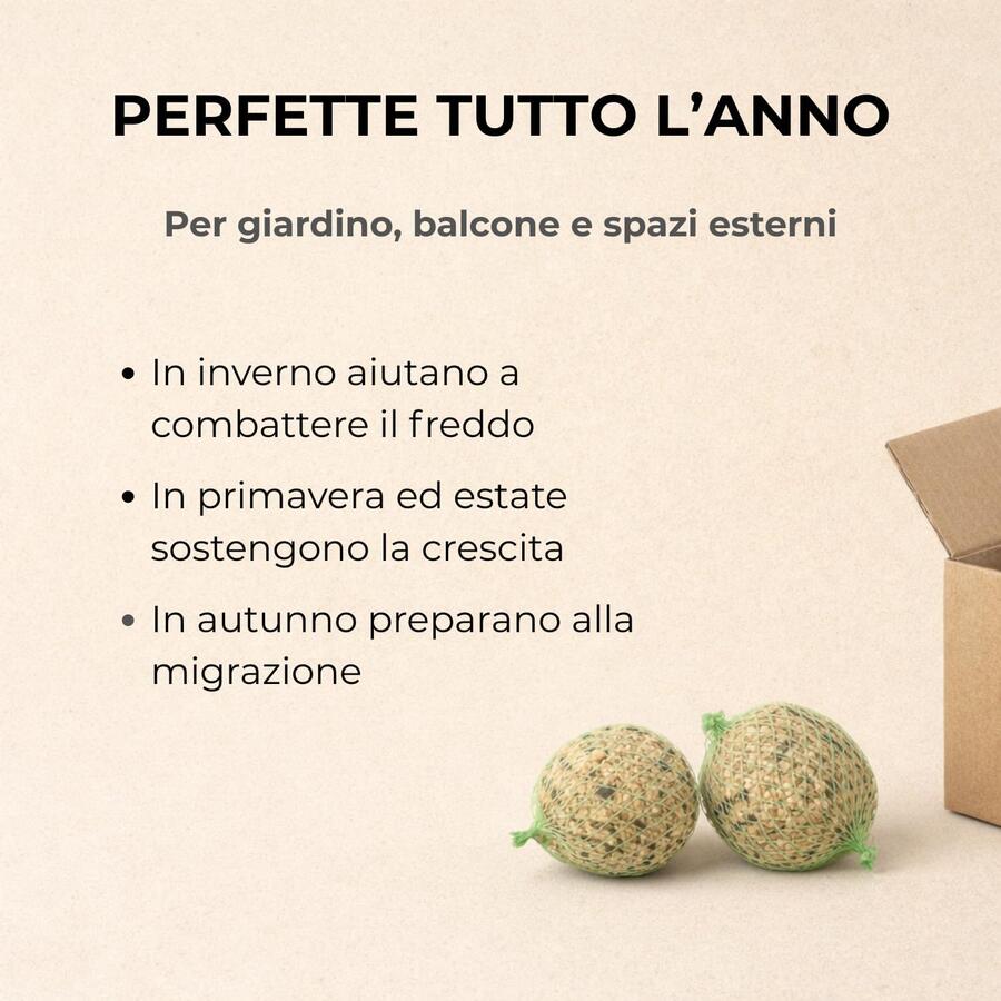 72 Palle Di Grasso Mangime 90Gr No Olio Di Palma Per Uccelli Selvatici Uccellini