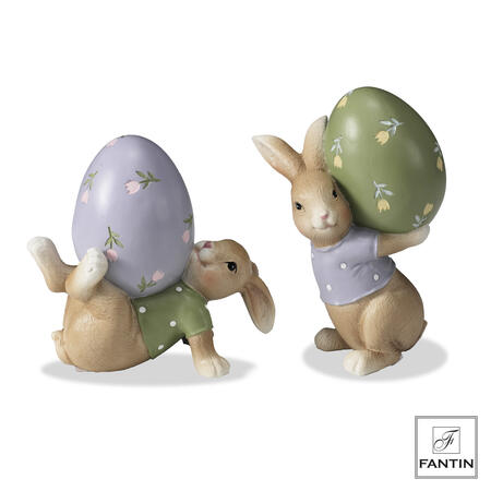 Fantin Argenti - Set 2 conigli con uovo 