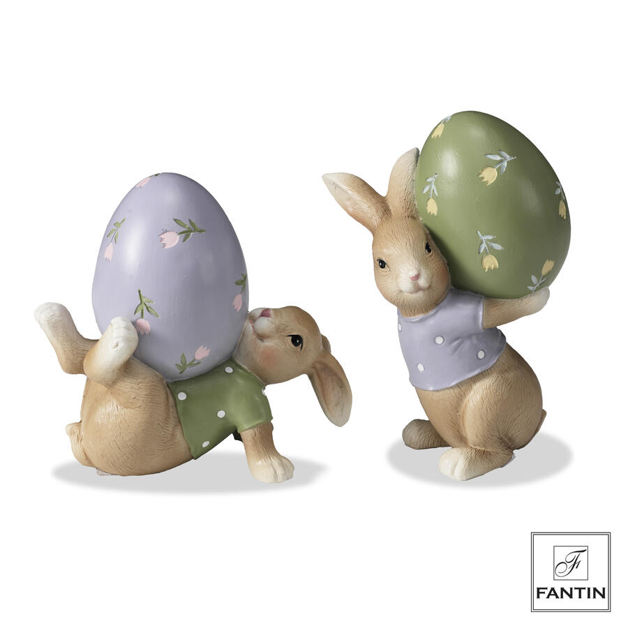 Fantin Argenti - Set 2 conigli con uovo 
