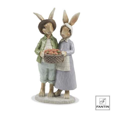 Fantin Argenti - Coppia conigli con cesto frutta