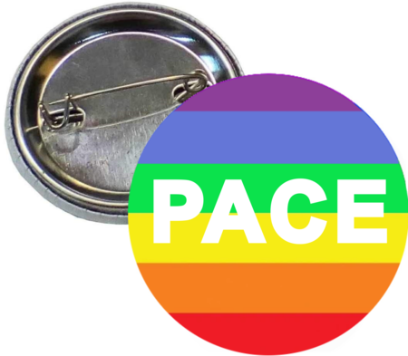 spilla spilletta della Pace Colori Arcobaleno diametro 38mm pins bottone peace