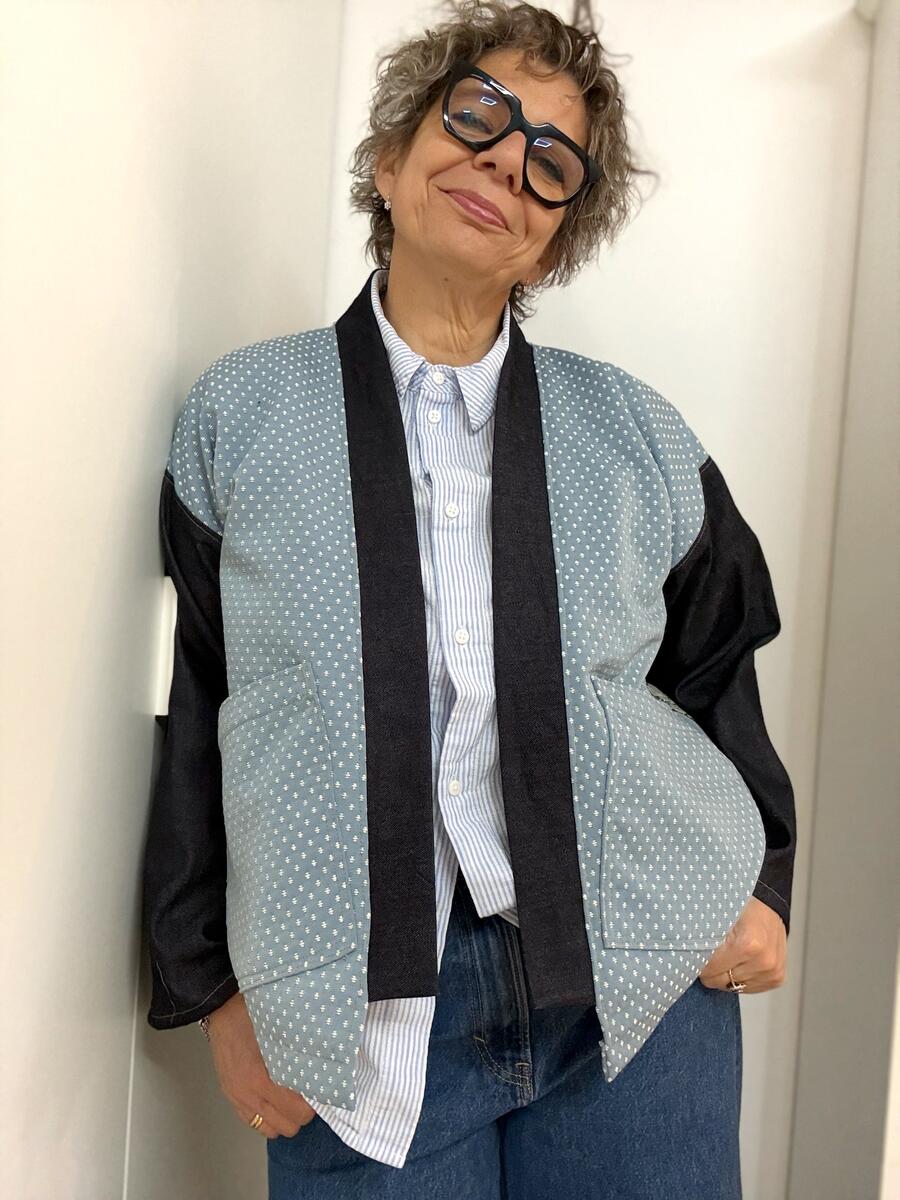 Kimono corto fiori e puntini 