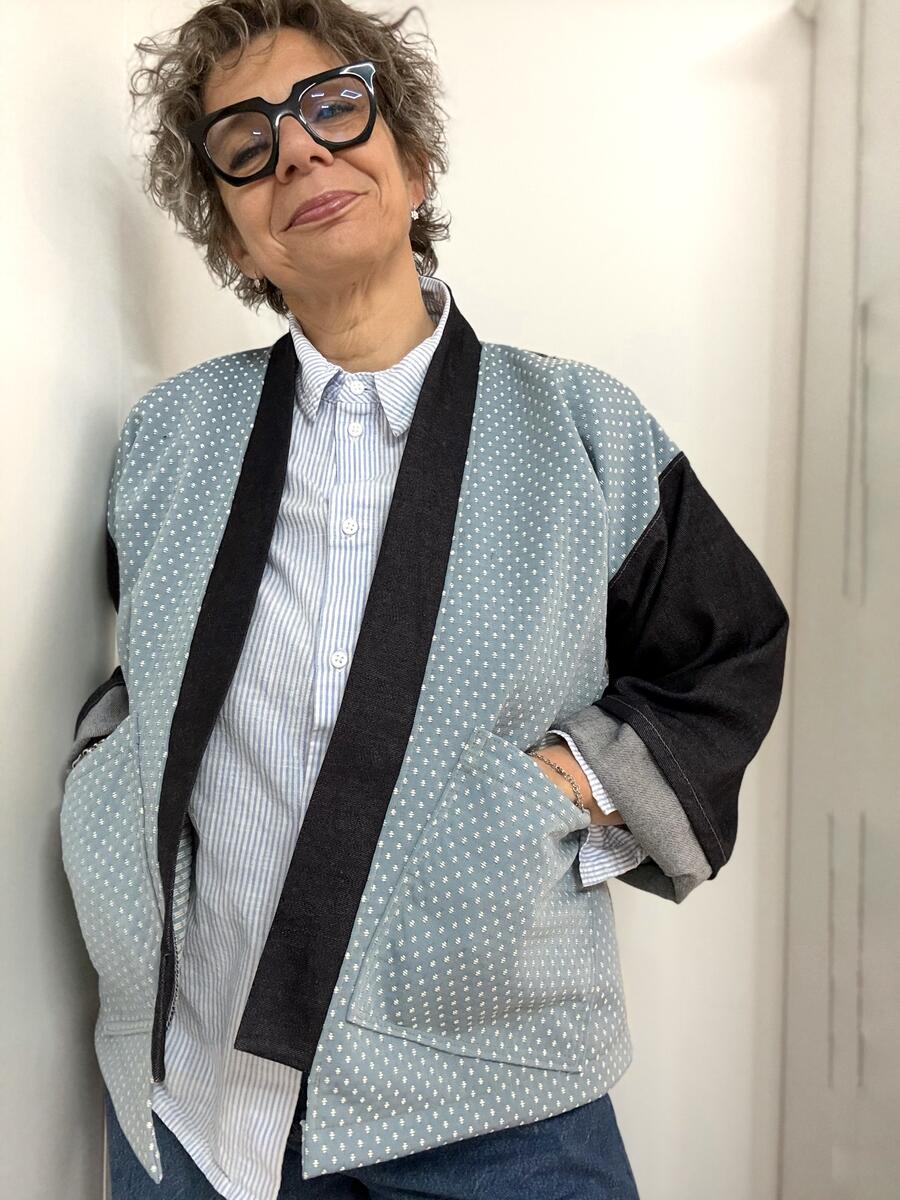 Kimono corto fiori e puntini 