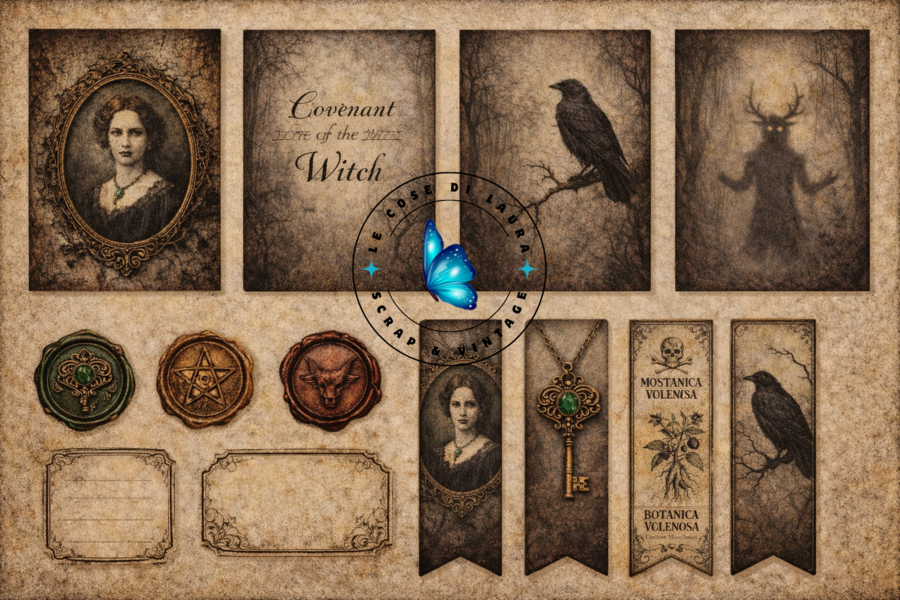 Emerald Key Coven- Kit digitale per Junk Journal