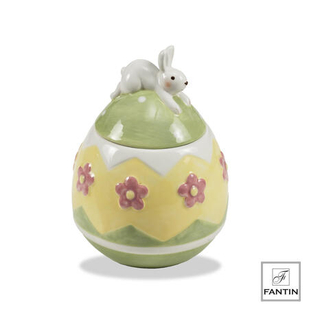 Fantin Argenti - Scatola Verde con Fiori Rosa in Ceramica