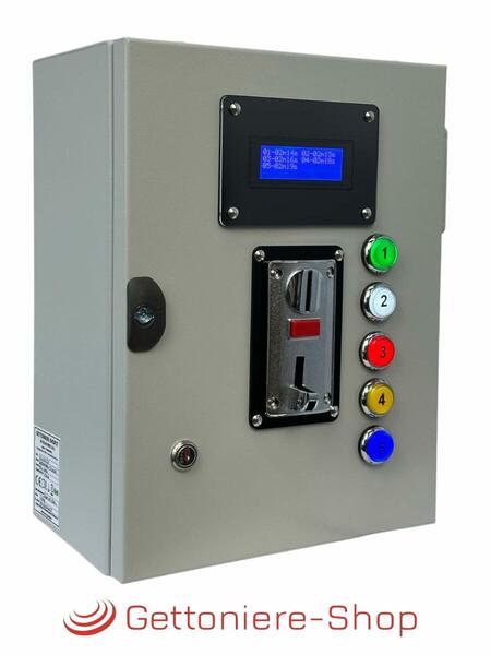 5 DUCHAS – Monedero multimoneda con Pausa y electroválvulas 12 Vcc