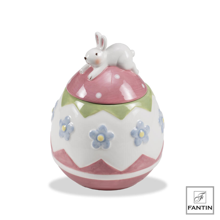 Fantin Argenti - Scatola Rosa con Fiori Azzurri in Ceramica 