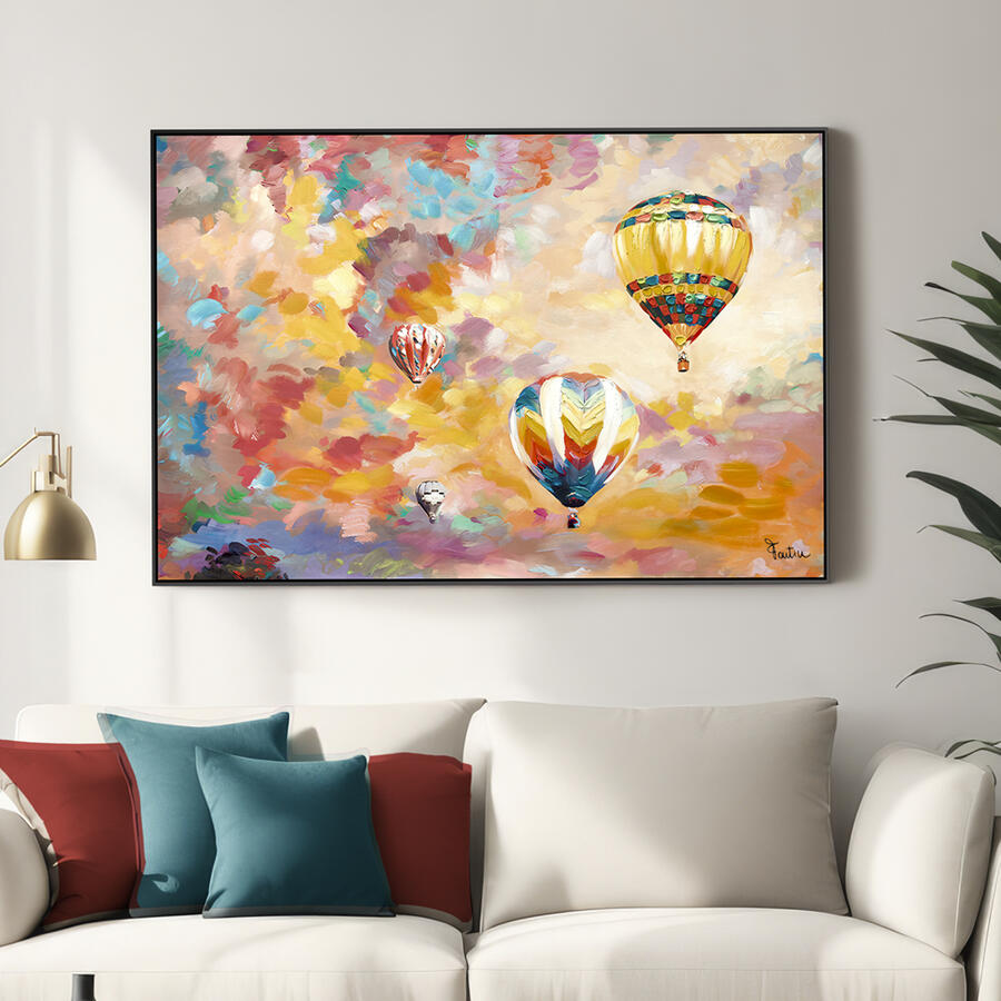 Fantin Argenti - Quadro Mongolfiere Colors su Tela Dipinta a Mano – Decorazione Moderna