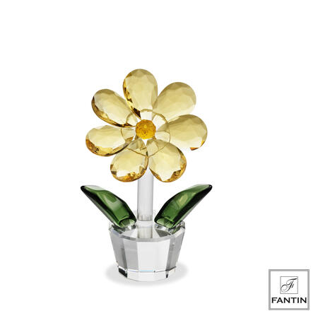 Fantin argenti - Fiore in Cristallo Giallo Decorativo
