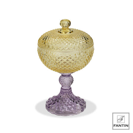 Fantin Argenti - Scatola vetro giallo con piede viola