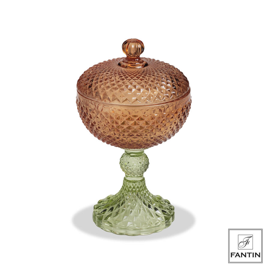  Fantin Argenti - Scatola vetro arancio con piede verde