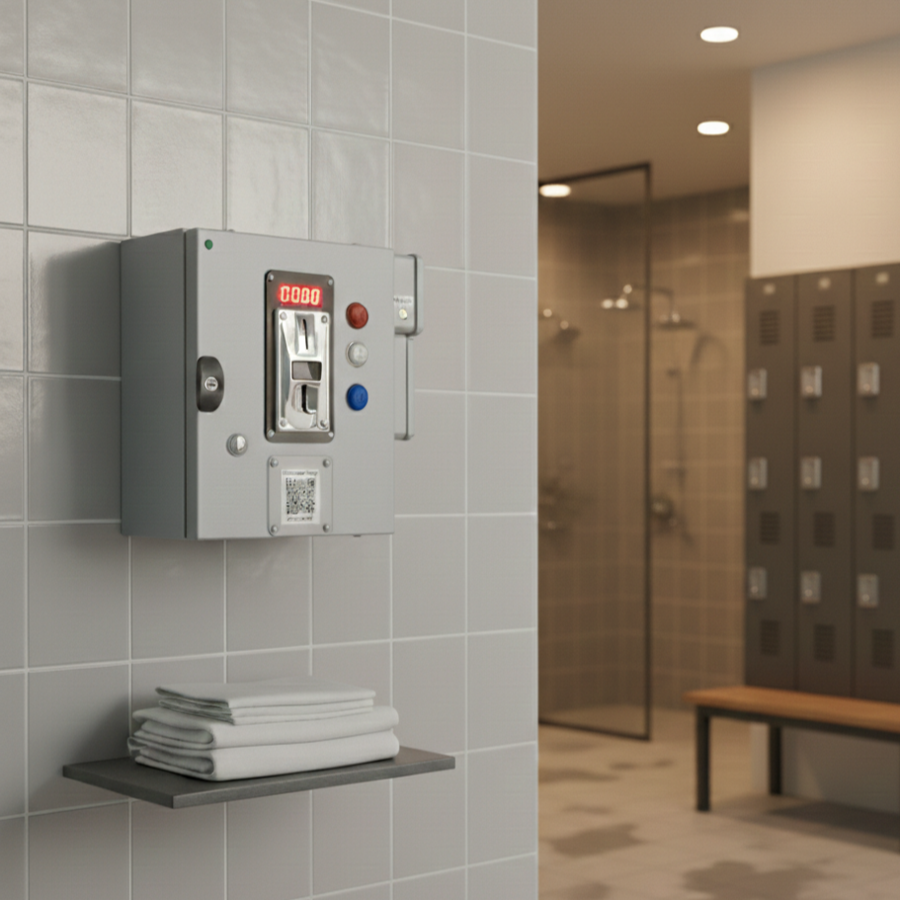 Gettoniera a monete + cashless per 3 porte (elettroserrature)