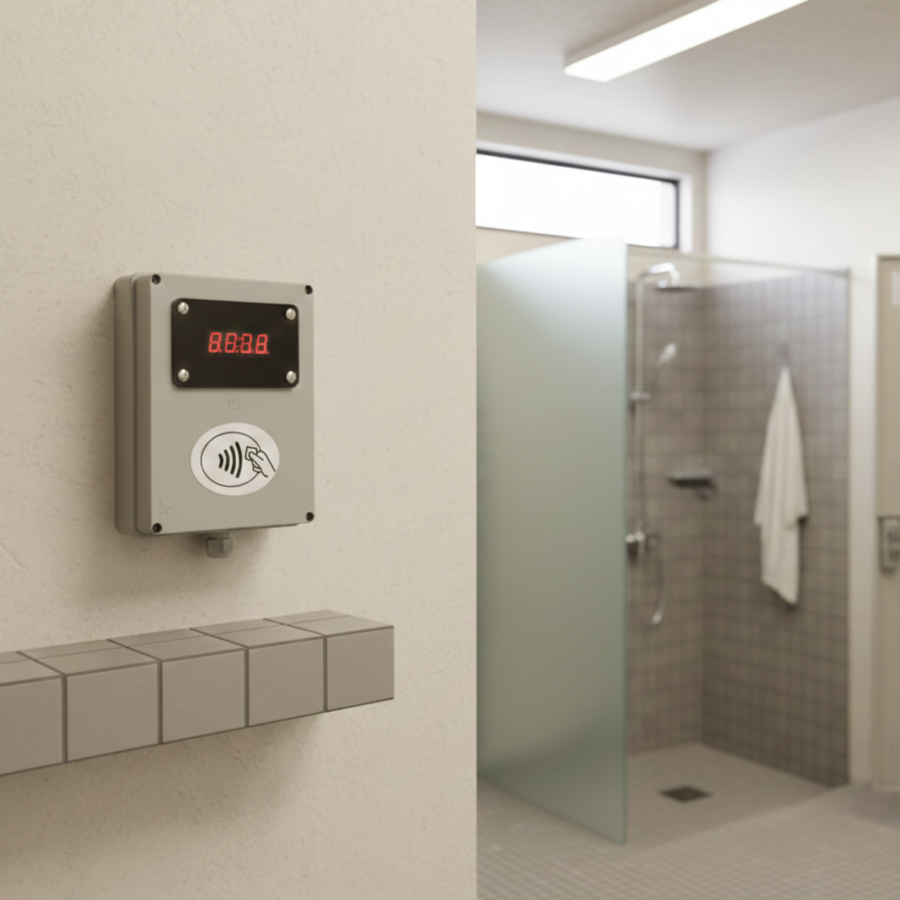 Lettore di Tessere/Ciondoli apriporta o per docce (NON scala credito dalla tessera) + 100 tessere