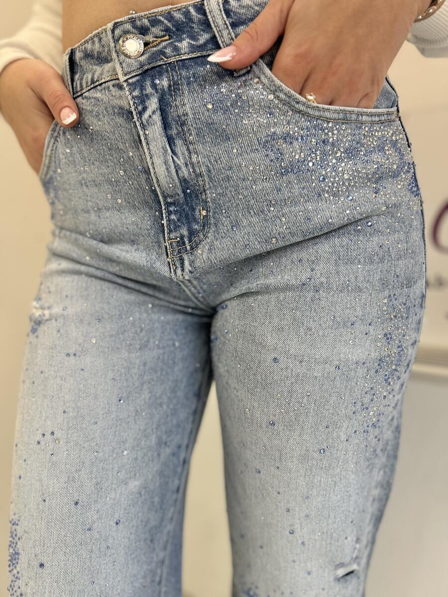 NOVITÀ Jeans straight leg strappi e brillantini