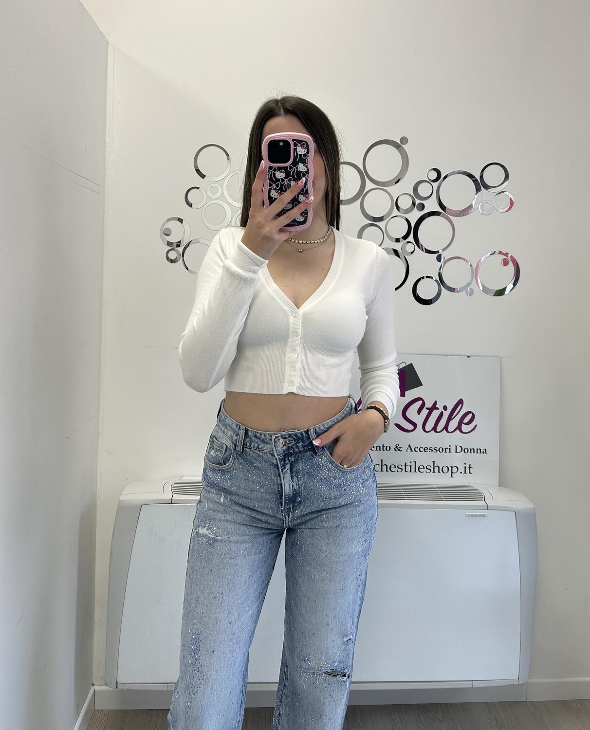 NOVITÀ Jeans straight leg strappi e brillantini