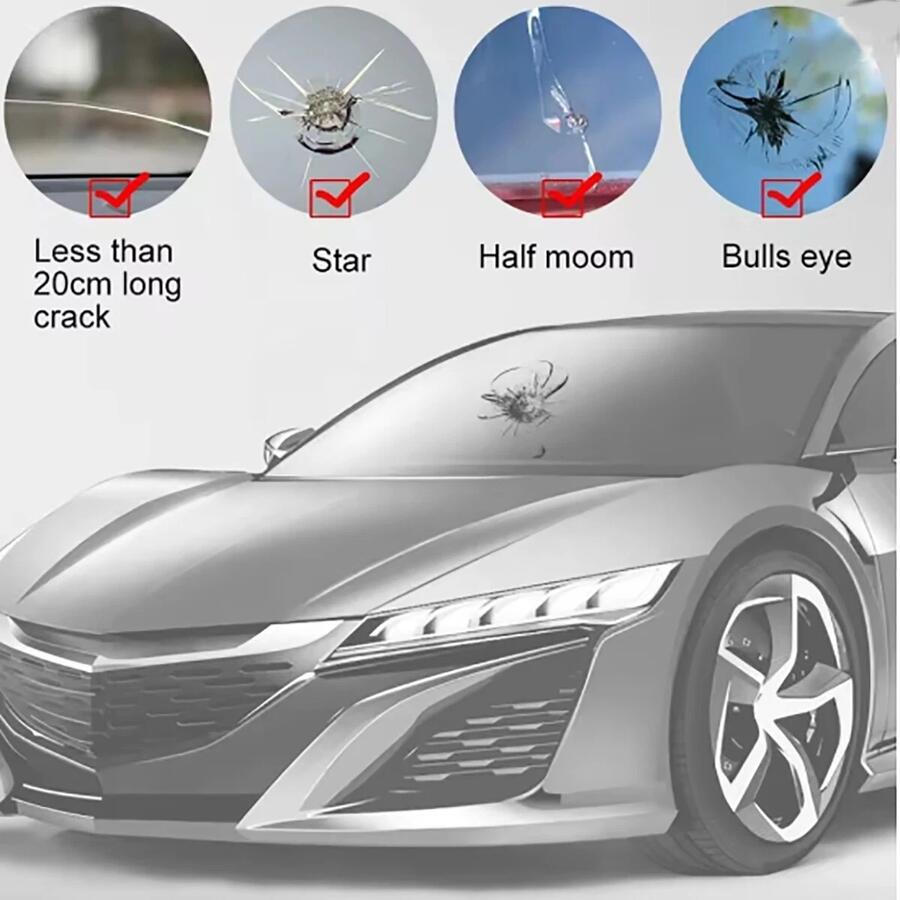 KIT RIPARAZIONE PARABREZZA AUTO RIPARA SCHEGGE RESINA VETRO CREPE FAI DA TE