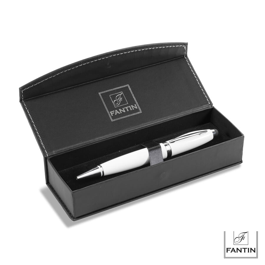 Fantin Argenti - Penna USB 16GB Bianca con Astuccio in Metallo ed Ecopelle
