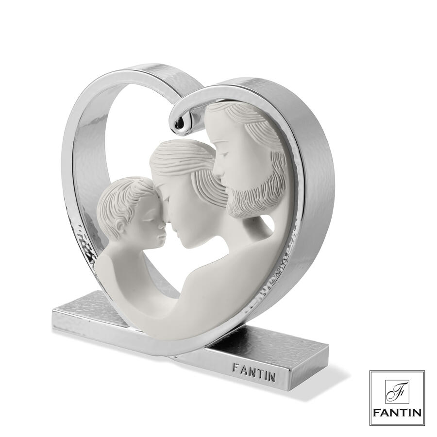 Fantin Argenti - Sacra Famiglia nel Cuore Bianca con Base Argento (20 cm)