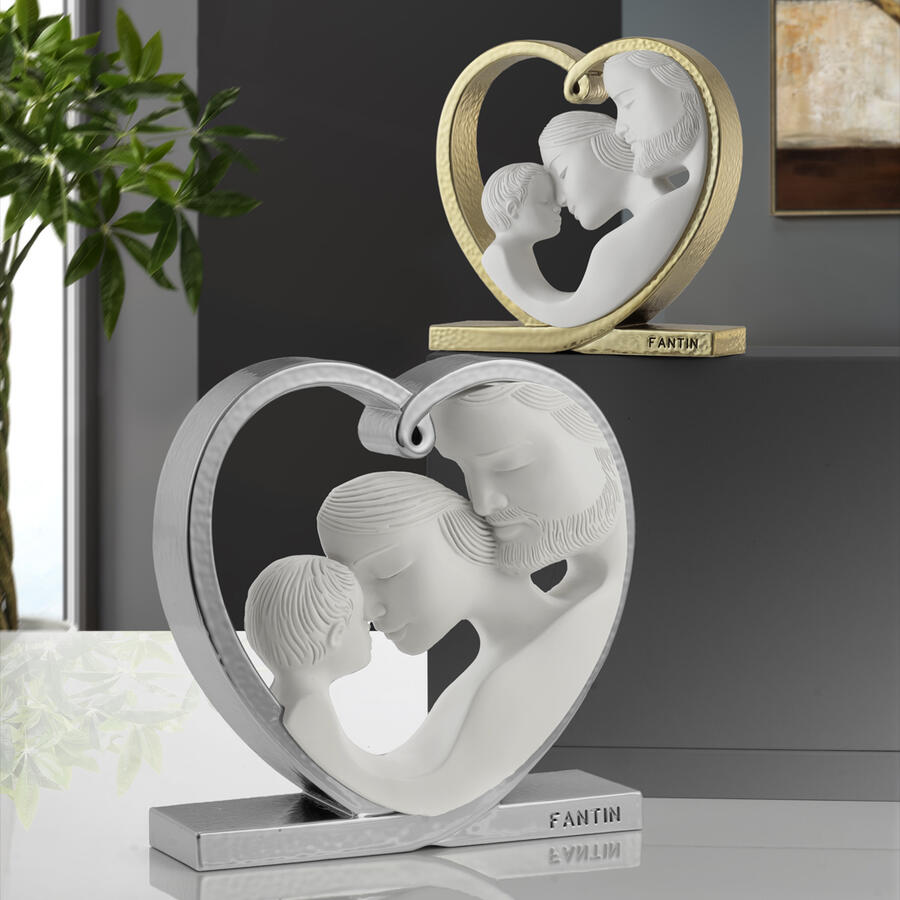 Fantin Argenti - Sacra Famiglia nel Cuore Bianca con Base Argento (14 cm)